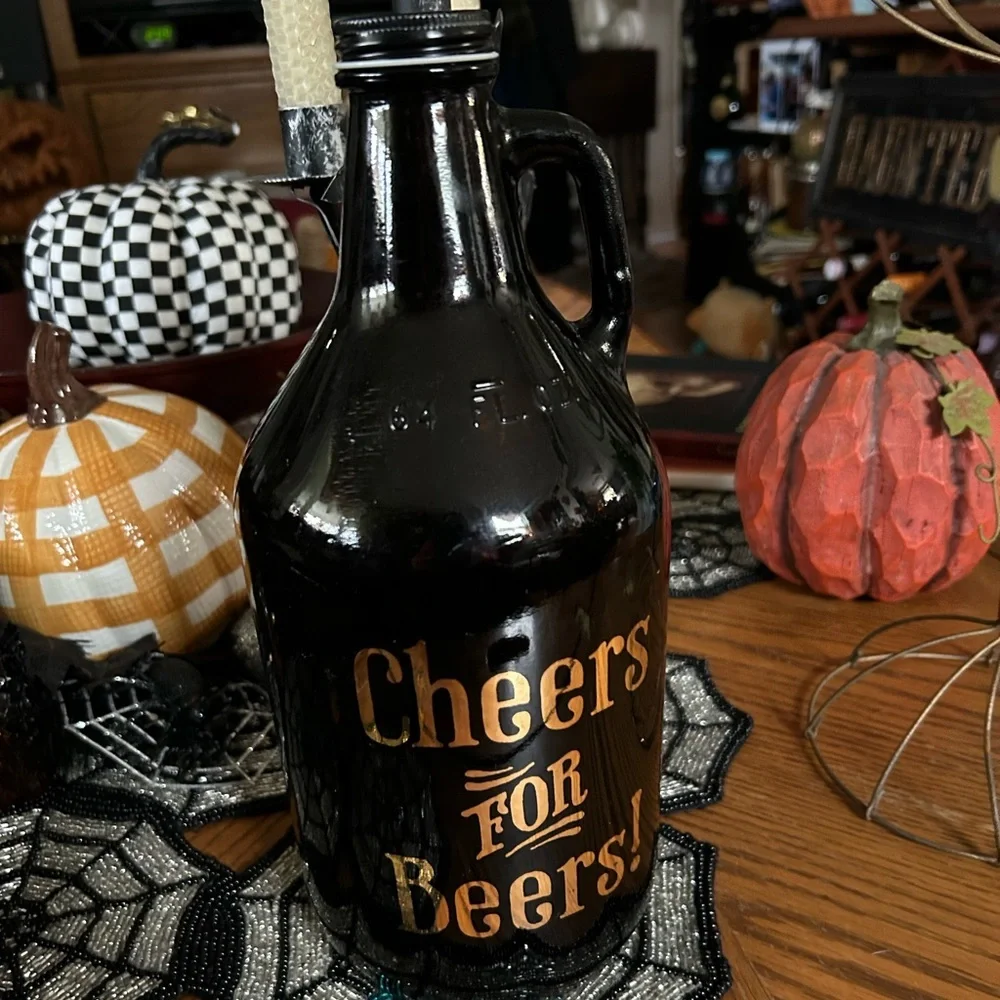 Vintage Brown Glass Bottle CHEERS FOR BEERS